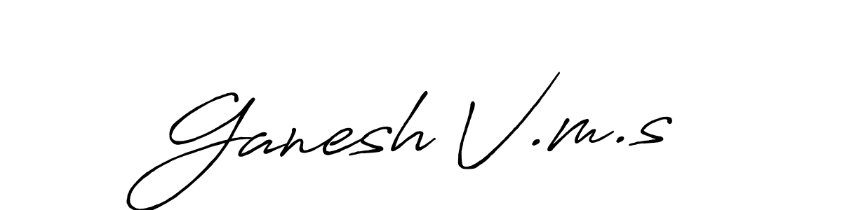 How to make Ganesh V.m.s name signature. Use Antro_Vectra_Bolder style for creating short signs online. This is the latest handwritten sign. Ganesh V.m.s signature style 7 images and pictures png