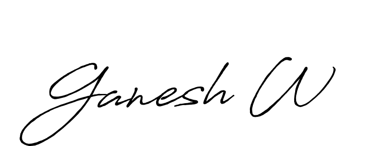 Also You can easily find your signature by using the search form. We will create Ganesh W name handwritten signature images for you free of cost using Antro_Vectra_Bolder sign style. Ganesh W signature style 7 images and pictures png