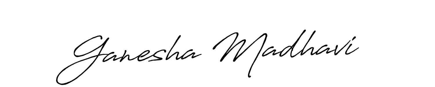 Use a signature maker to create a handwritten signature online. With this signature software, you can design (Antro_Vectra_Bolder) your own signature for name Ganesha Madhavi. Ganesha Madhavi signature style 7 images and pictures png
