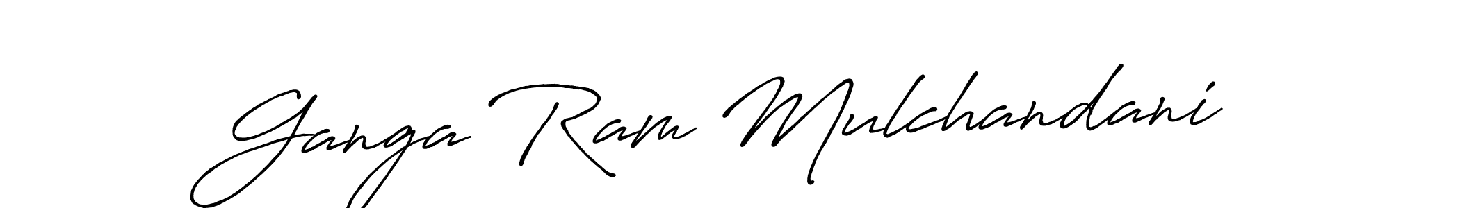 How to make Ganga Ram Mulchandani name signature. Use Antro_Vectra_Bolder style for creating short signs online. This is the latest handwritten sign. Ganga Ram Mulchandani signature style 7 images and pictures png