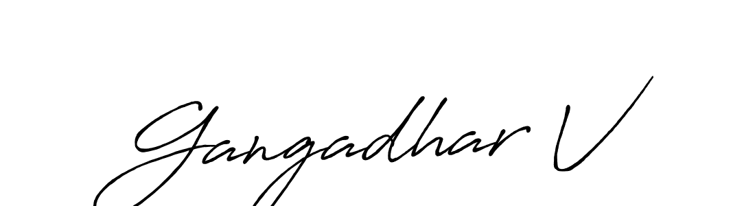 Use a signature maker to create a handwritten signature online. With this signature software, you can design (Antro_Vectra_Bolder) your own signature for name Gangadhar V. Gangadhar V signature style 7 images and pictures png