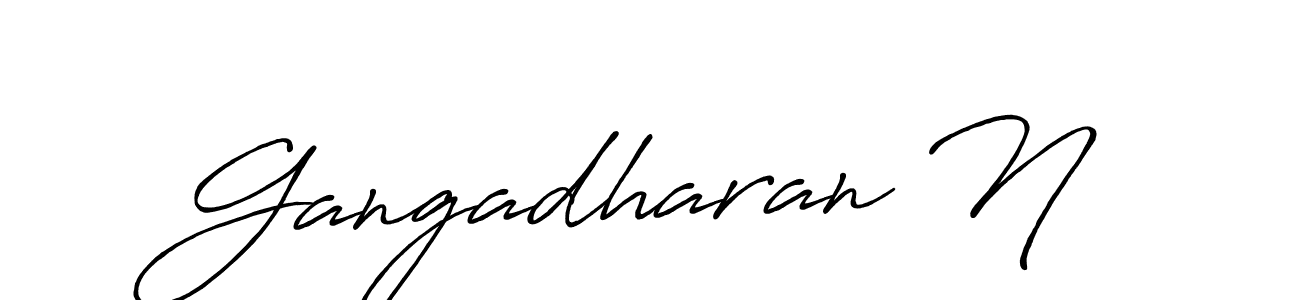 How to make Gangadharan N name signature. Use Antro_Vectra_Bolder style for creating short signs online. This is the latest handwritten sign. Gangadharan N signature style 7 images and pictures png