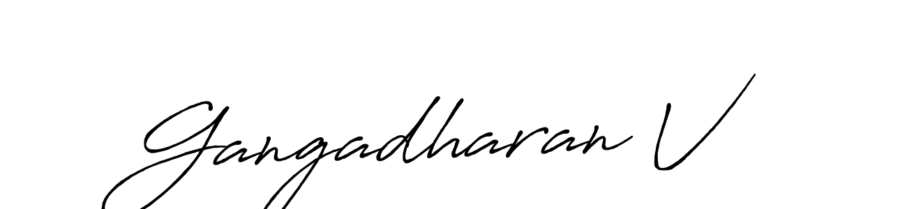 How to make Gangadharan V signature? Antro_Vectra_Bolder is a professional autograph style. Create handwritten signature for Gangadharan V name. Gangadharan V signature style 7 images and pictures png