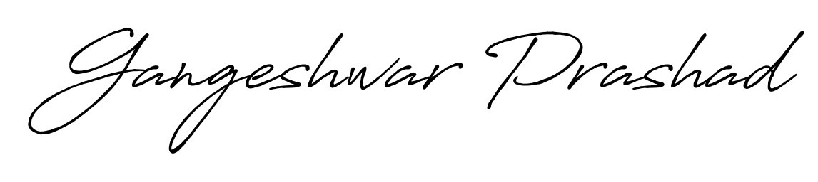 Give your name Gangeshwar Prashad an exquisite flair with the Antro_Vectra_Bolder script font. Ideal for contracts, resumes, and formal letterheads. Gangeshwar Prashad signature style 7 images and pictures png
