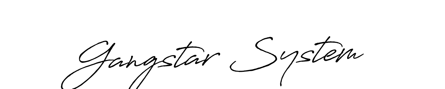 Use a signature maker to create a handwritten signature online. With this signature software, you can design (Antro_Vectra_Bolder) your own signature for name Gangstar System. Gangstar System signature style 7 images and pictures png