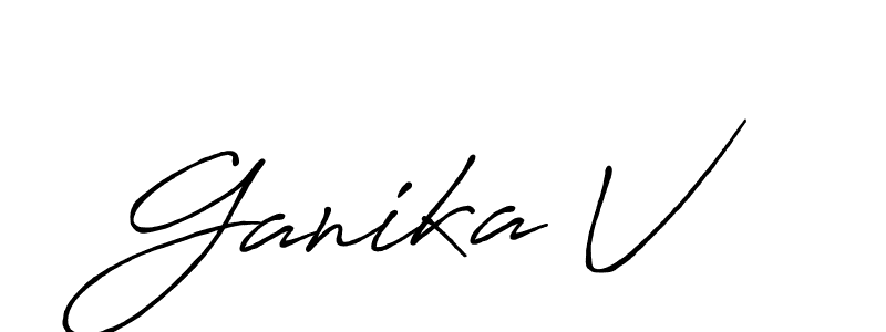 How to make Ganika V name signature. Use Antro_Vectra_Bolder style for creating short signs online. This is the latest handwritten sign. Ganika V signature style 7 images and pictures png