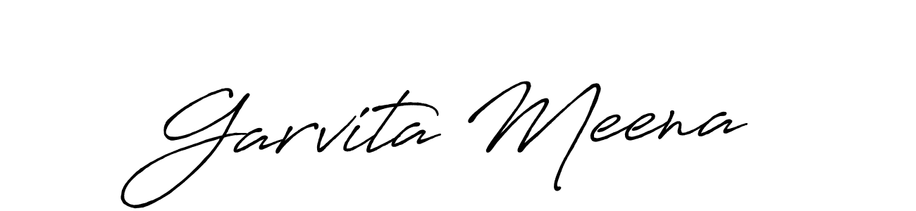 How to make Garvita Meena name signature. Use Antro_Vectra_Bolder style for creating short signs online. This is the latest handwritten sign. Garvita Meena signature style 7 images and pictures png