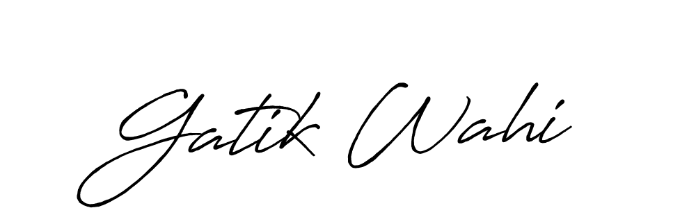 Use a signature maker to create a handwritten signature online. With this signature software, you can design (Antro_Vectra_Bolder) your own signature for name Gatik Wahi. Gatik Wahi signature style 7 images and pictures png