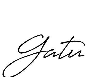 Use a signature maker to create a handwritten signature online. With this signature software, you can design (Antro_Vectra_Bolder) your own signature for name Gatu. Gatu signature style 7 images and pictures png