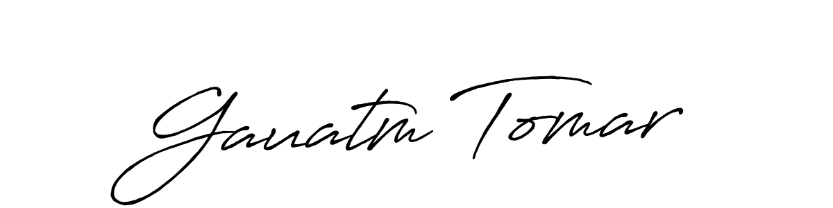 How to make Gauatm Tomar name signature. Use Antro_Vectra_Bolder style for creating short signs online. This is the latest handwritten sign. Gauatm Tomar signature style 7 images and pictures png
