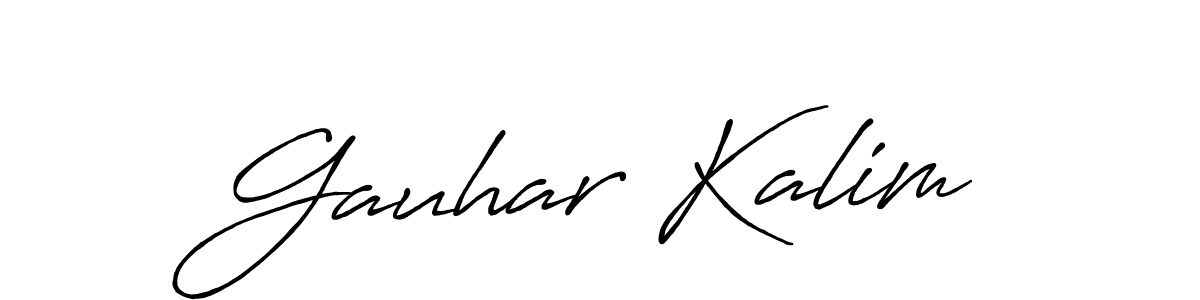 How to make Gauhar Kalim name signature. Use Antro_Vectra_Bolder style for creating short signs online. This is the latest handwritten sign. Gauhar Kalim signature style 7 images and pictures png