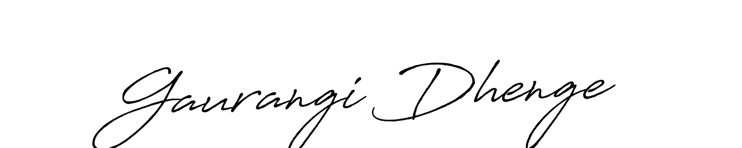 How to make Gaurangi Dhenge name signature. Use Antro_Vectra_Bolder style for creating short signs online. This is the latest handwritten sign. Gaurangi Dhenge signature style 7 images and pictures png