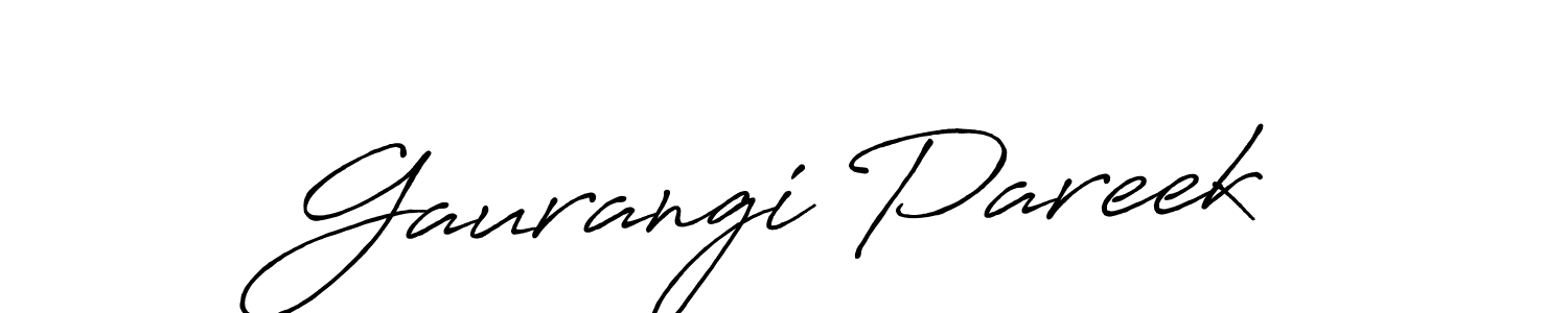 Make a beautiful signature design for name Gaurangi Pareek. With this signature (Antro_Vectra_Bolder) style, you can create a handwritten signature for free. Gaurangi Pareek signature style 7 images and pictures png