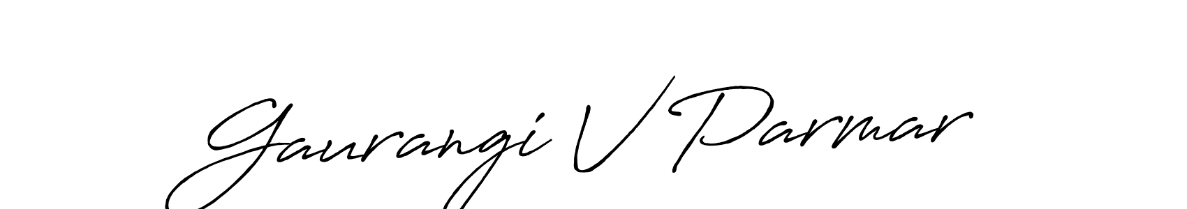 Create a beautiful signature design for name Gaurangi V Parmar. With this signature (Antro_Vectra_Bolder) fonts, you can make a handwritten signature for free. Gaurangi V Parmar signature style 7 images and pictures png