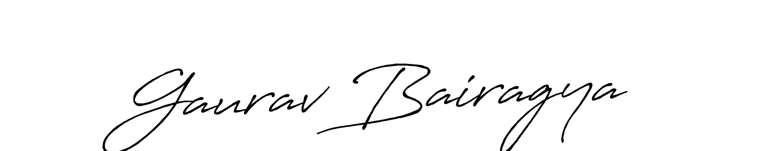 How to make Gaurav Bairagya name signature. Use Antro_Vectra_Bolder style for creating short signs online. This is the latest handwritten sign. Gaurav Bairagya signature style 7 images and pictures png