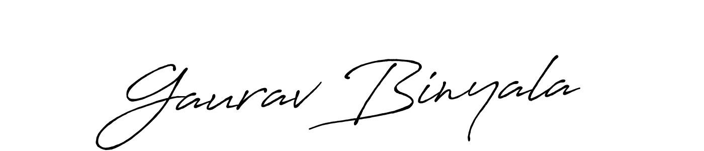 Make a beautiful signature design for name Gaurav Binyala. With this signature (Antro_Vectra_Bolder) style, you can create a handwritten signature for free. Gaurav Binyala signature style 7 images and pictures png