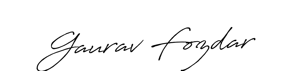 How to make Gaurav Fozdar name signature. Use Antro_Vectra_Bolder style for creating short signs online. This is the latest handwritten sign. Gaurav Fozdar signature style 7 images and pictures png