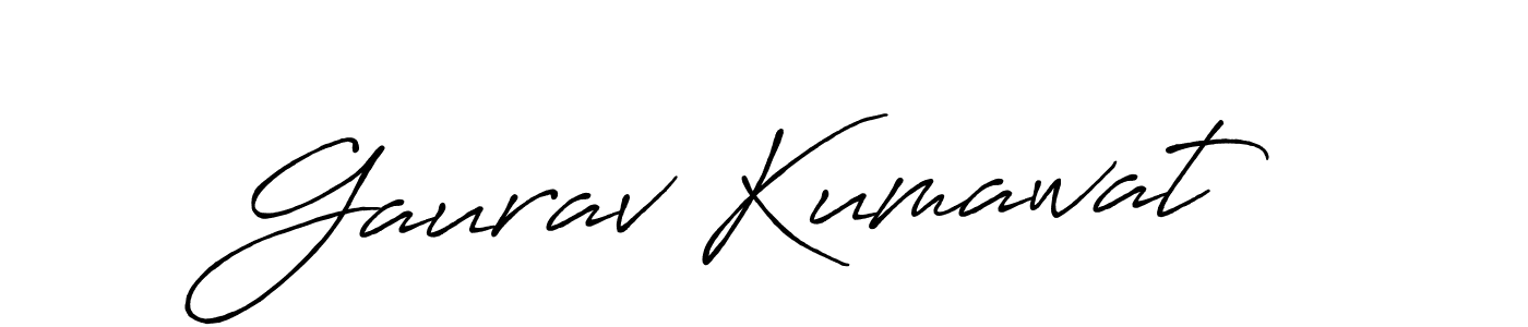 How to make Gaurav Kumawat name signature. Use Antro_Vectra_Bolder style for creating short signs online. This is the latest handwritten sign. Gaurav Kumawat signature style 7 images and pictures png