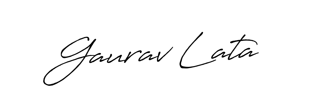 How to make Gaurav Lata name signature. Use Antro_Vectra_Bolder style for creating short signs online. This is the latest handwritten sign. Gaurav Lata signature style 7 images and pictures png