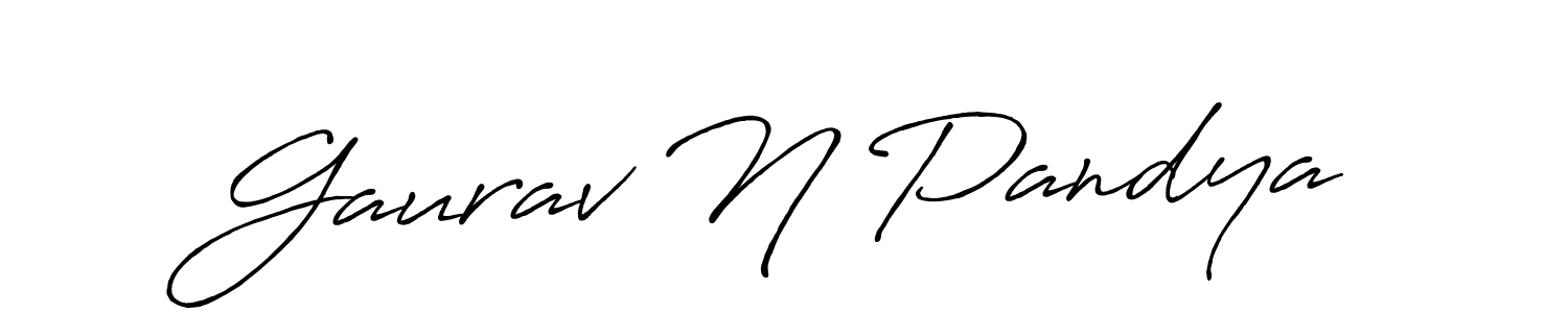 Create a beautiful signature design for name Gaurav N Pandya. With this signature (Antro_Vectra_Bolder) fonts, you can make a handwritten signature for free. Gaurav N Pandya signature style 7 images and pictures png