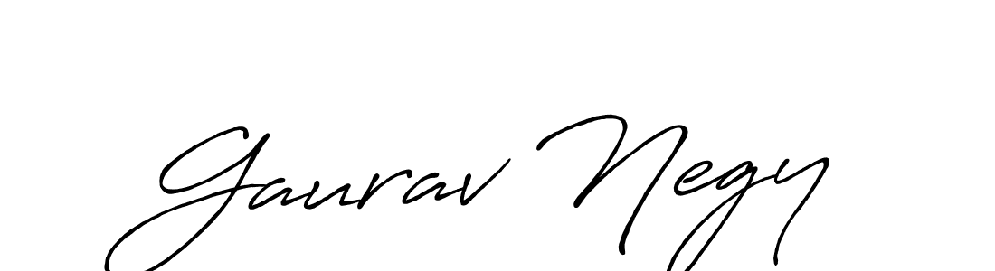 How to make Gaurav Negy name signature. Use Antro_Vectra_Bolder style for creating short signs online. This is the latest handwritten sign. Gaurav Negy signature style 7 images and pictures png