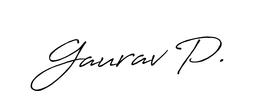 Create a beautiful signature design for name Gaurav P.. With this signature (Antro_Vectra_Bolder) fonts, you can make a handwritten signature for free. Gaurav P. signature style 7 images and pictures png