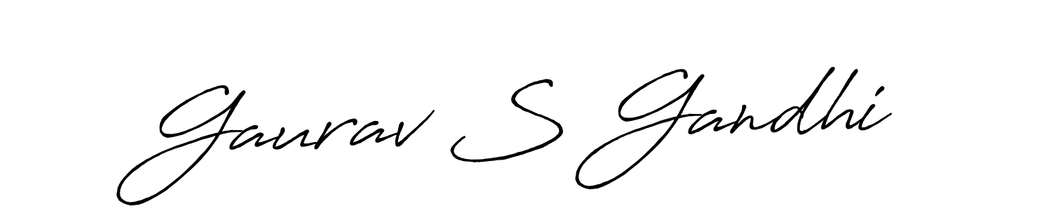 How to make Gaurav S Gandhi name signature. Use Antro_Vectra_Bolder style for creating short signs online. This is the latest handwritten sign. Gaurav S Gandhi signature style 7 images and pictures png