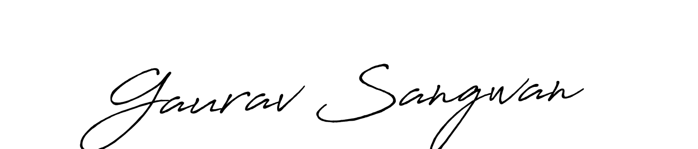 How to make Gaurav Sangwan name signature. Use Antro_Vectra_Bolder style for creating short signs online. This is the latest handwritten sign. Gaurav Sangwan signature style 7 images and pictures png