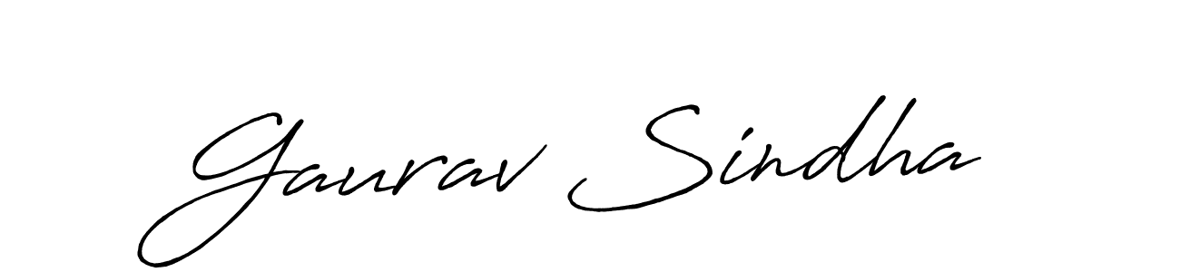 How to make Gaurav Sindha name signature. Use Antro_Vectra_Bolder style for creating short signs online. This is the latest handwritten sign. Gaurav Sindha signature style 7 images and pictures png