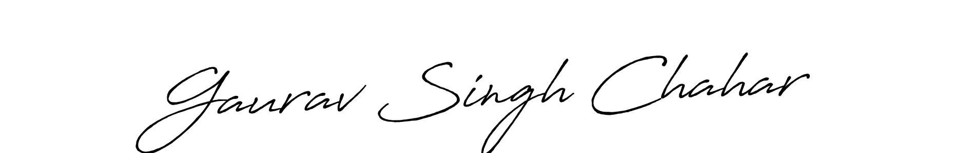 How to make Gaurav Singh Chahar name signature. Use Antro_Vectra_Bolder style for creating short signs online. This is the latest handwritten sign. Gaurav Singh Chahar signature style 7 images and pictures png