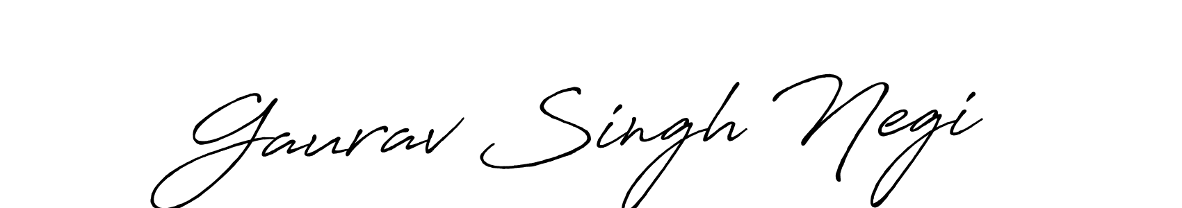 How to make Gaurav Singh Negi name signature. Use Antro_Vectra_Bolder style for creating short signs online. This is the latest handwritten sign. Gaurav Singh Negi signature style 7 images and pictures png