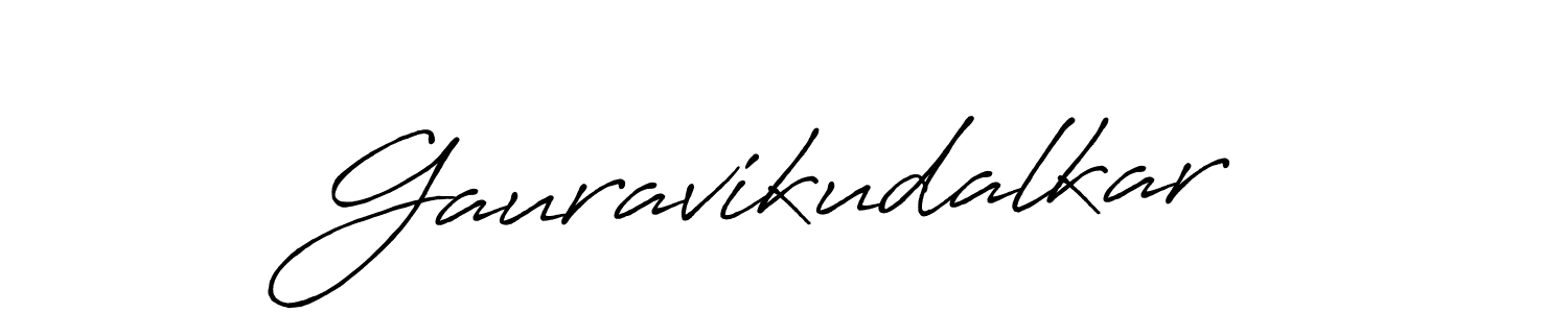 How to make Gauravikudalkar name signature. Use Antro_Vectra_Bolder style for creating short signs online. This is the latest handwritten sign. Gauravikudalkar signature style 7 images and pictures png