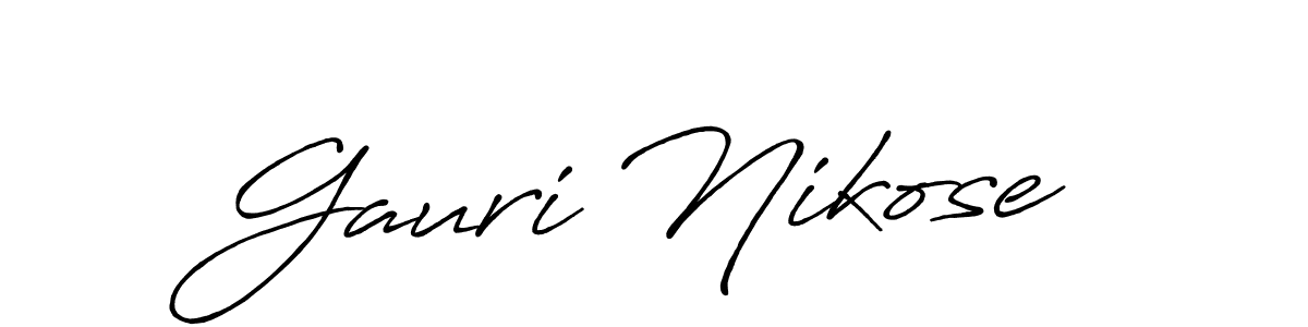 You should practise on your own different ways (Antro_Vectra_Bolder) to write your name (Gauri Nikose) in signature. don't let someone else do it for you. Gauri Nikose signature style 7 images and pictures png