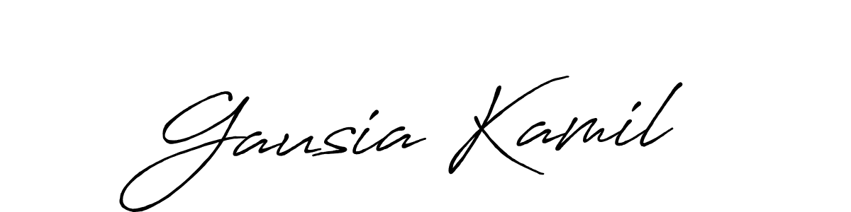 Create a beautiful signature design for name Gausia Kamil. With this signature (Antro_Vectra_Bolder) fonts, you can make a handwritten signature for free. Gausia Kamil signature style 7 images and pictures png