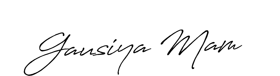 Use a signature maker to create a handwritten signature online. With this signature software, you can design (Antro_Vectra_Bolder) your own signature for name Gausiya Mam. Gausiya Mam signature style 7 images and pictures png