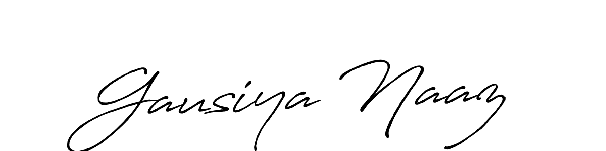 How to make Gausiya Naaz name signature. Use Antro_Vectra_Bolder style for creating short signs online. This is the latest handwritten sign. Gausiya Naaz signature style 7 images and pictures png