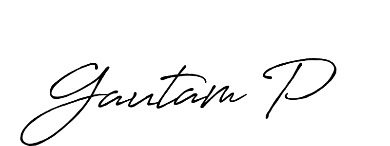 Create a beautiful signature design for name Gautam P. With this signature (Antro_Vectra_Bolder) fonts, you can make a handwritten signature for free. Gautam P signature style 7 images and pictures png