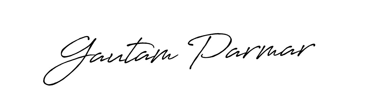 How to make Gautam Parmar name signature. Use Antro_Vectra_Bolder style for creating short signs online. This is the latest handwritten sign. Gautam Parmar signature style 7 images and pictures png