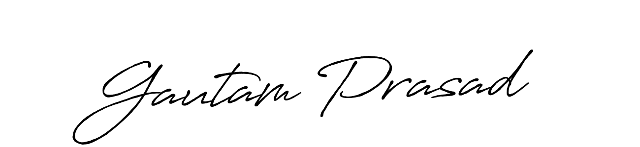 How to make Gautam Prasad name signature. Use Antro_Vectra_Bolder style for creating short signs online. This is the latest handwritten sign. Gautam Prasad signature style 7 images and pictures png