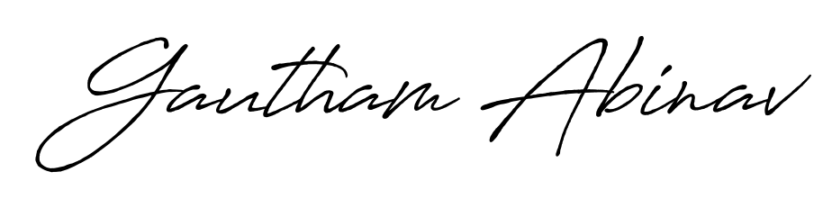 Create your official email sign-off with Gautham Abinav name in Antro_Vectra_Bolder style. Crisp, clean, and perfectly legible across all screens. Gautham Abinav signature style 7 images and pictures png