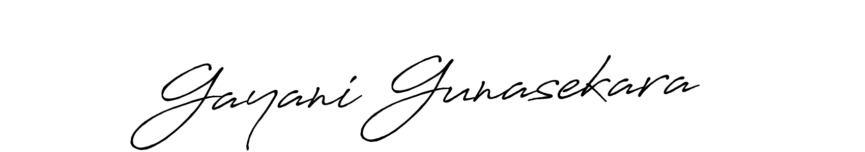 How to make Gayani Gunasekara name signature. Use Antro_Vectra_Bolder style for creating short signs online. This is the latest handwritten sign. Gayani Gunasekara signature style 7 images and pictures png