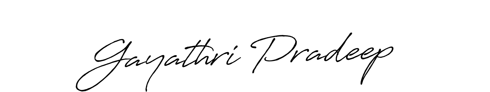 Create a beautiful signature design for name Gayathri Pradeep. With this signature (Antro_Vectra_Bolder) fonts, you can make a handwritten signature for free. Gayathri Pradeep signature style 7 images and pictures png