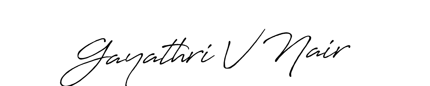 Antro_Vectra_Bolder is a professional signature style that is perfect for those who want to add a touch of class to their signature. It is also a great choice for those who want to make their signature more unique. Get Gayathri V Nair name to fancy signature for free. Gayathri V Nair signature style 7 images and pictures png