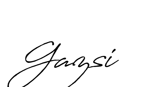 Make a beautiful signature design for name Gazsi. With this signature (Antro_Vectra_Bolder) style, you can create a handwritten signature for free. Gazsi signature style 7 images and pictures png