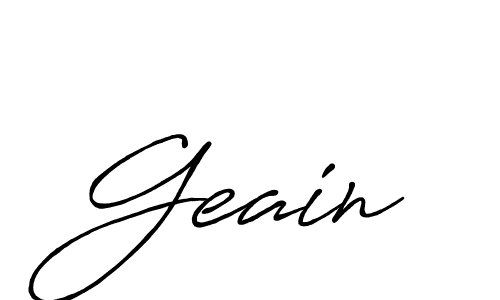 The best way (Antro_Vectra_Bolder) to make a short signature is to pick only two or three words in your name. The name Geain include a total of six letters. For converting this name. Geain signature style 7 images and pictures png