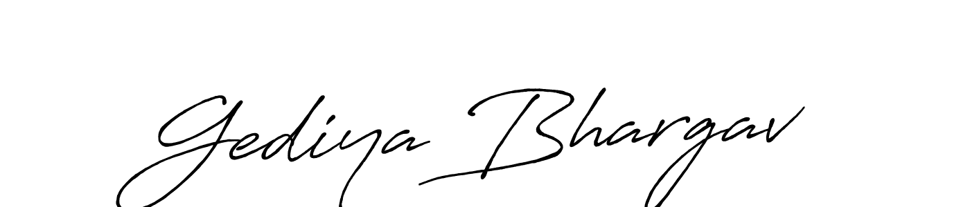 Make a beautiful signature design for name Gediya Bhargav. With this signature (Antro_Vectra_Bolder) style, you can create a handwritten signature for free. Gediya Bhargav signature style 7 images and pictures png