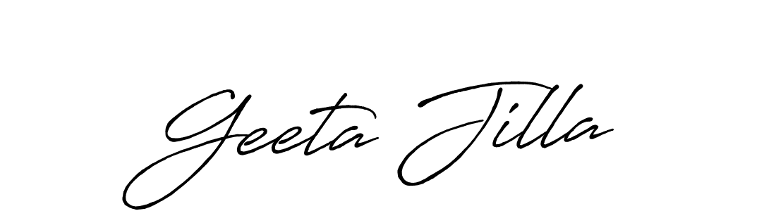 How to make Geeta Jilla name signature. Use Antro_Vectra_Bolder style for creating short signs online. This is the latest handwritten sign. Geeta Jilla signature style 7 images and pictures png