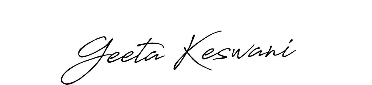Create a beautiful signature design for name Geeta Keswani. With this signature (Antro_Vectra_Bolder) fonts, you can make a handwritten signature for free. Geeta Keswani signature style 7 images and pictures png
