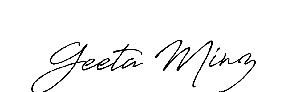 How to make Geeta Minz name signature. Use Antro_Vectra_Bolder style for creating short signs online. This is the latest handwritten sign. Geeta Minz signature style 7 images and pictures png