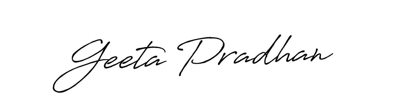 Create a beautiful signature design for name Geeta Pradhan. With this signature (Antro_Vectra_Bolder) fonts, you can make a handwritten signature for free. Geeta Pradhan signature style 7 images and pictures png